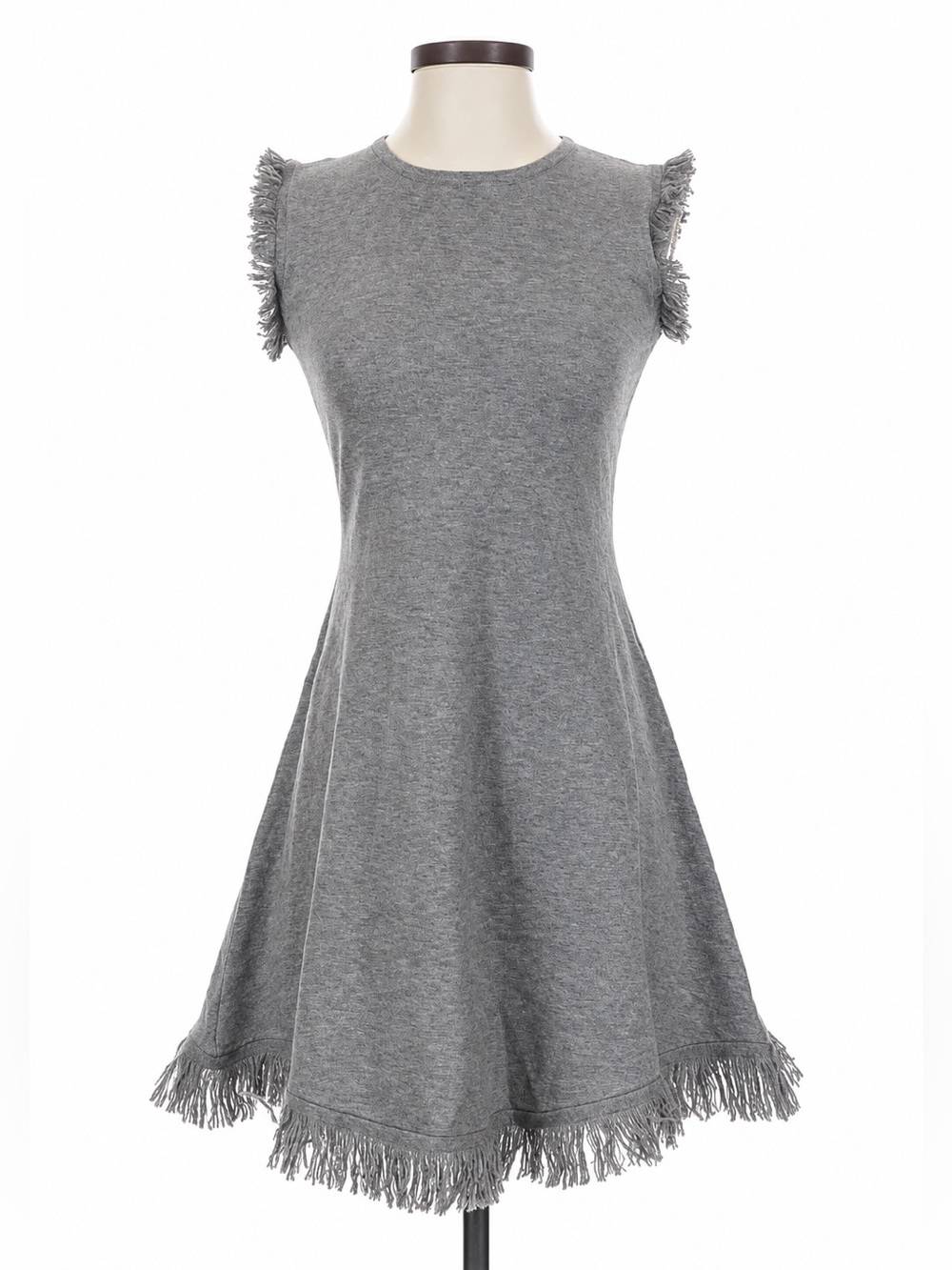 THML Gray Knit Fringe Dress Fit & Flare Preppy Casual Capsule Size S